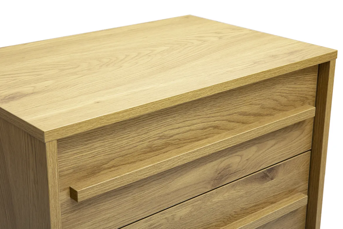 Commode haute finition bois chêne 5 tiroirs L60 cm YSEULT