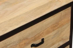 Commode industrielle en bois manguier massif et métal noir 6 tiroirs L130 cm INDUSTRIA