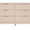 Commode rose poudré et métal doré 6 tiroirs L120 cm GIANA