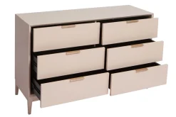 Commode rose poudré et métal doré 6 tiroirs L120 cm GIANA