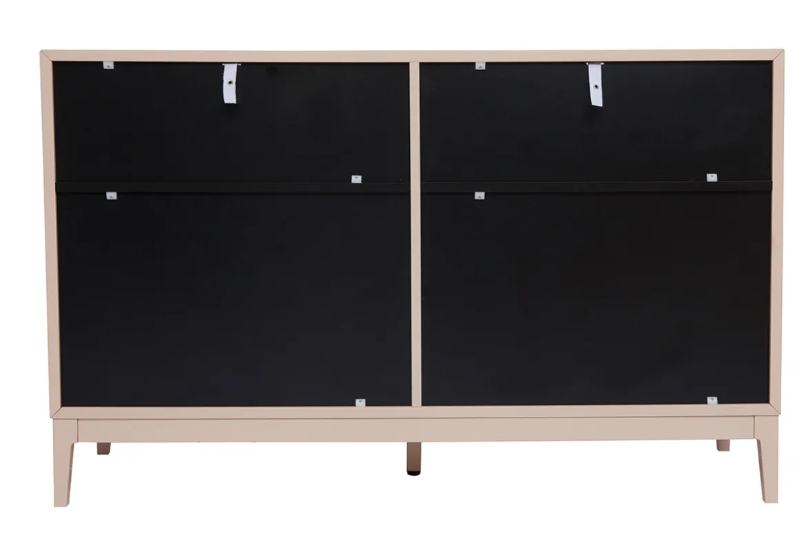 Commode rose poudré et métal doré 6 tiroirs L120 cm GIANA
