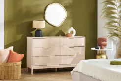 Commode rose poudré et métal doré 6 tiroirs L120 cm GIANA
