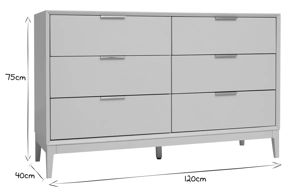 Commode rose poudré et métal doré 6 tiroirs L120 cm GIANA