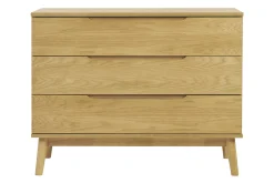 Commode scandinave bois clair chêne 3 tiroirs L90 cm FELIX