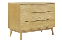 Commode scandinave bois clair chêne 3 tiroirs L90 cm FELIX