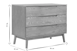 Commode scandinave bois clair chêne 3 tiroirs L90 cm FELIX