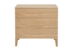 Commode scandinave en bois clair chêne 3 tiroirs L80 cm FREDDY