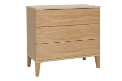 Commode scandinave en bois clair chêne 3 tiroirs L80 cm FREDDY