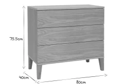 Commode scandinave en bois clair chêne 3 tiroirs L80 cm FREDDY