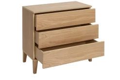 Commode scandinave en bois clair chêne 3 tiroirs L80 cm FREDDY