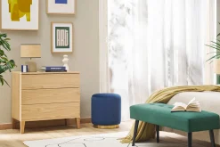 Commode scandinave en bois clair chêne 3 tiroirs L80 cm FREDDY