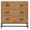 Commode 3 tiroirs finition bois clair chêne et métal noir L100 cm LOVATO