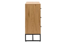 Commode 3 tiroirs finition bois clair chêne et métal noir L100 cm LOVATO