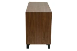 Commode vintage bois foncé noyer et métal noir 6 tiroirs L120 cm MANNY