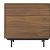 Commode vintage en bois foncé noyer et métal noir 3 tiroirs L81 cm MANNY