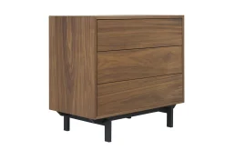 Commode vintage en bois foncé noyer et métal noir 3 tiroirs L81 cm MANNY