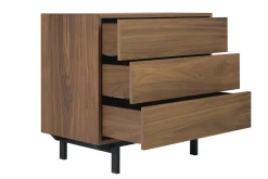 Commode vintage en bois foncé noyer et métal noir 3 tiroirs L81 cm MANNY