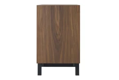 Commode vintage en bois foncé noyer et métal noir 3 tiroirs L81 cm MANNY