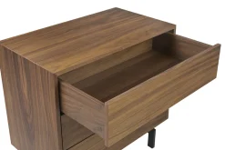 Commode vintage en bois foncé noyer et métal noir 3 tiroirs L81 cm MANNY