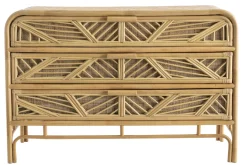 Commode vintage en rotin 3 tiroirs L120 cm GALON