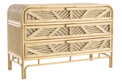Commode vintage en rotin 3 tiroirs L120 cm GALON