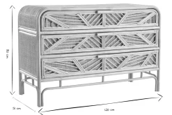 Commode vintage en rotin 3 tiroirs L120 cm GALON