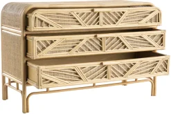Commode vintage en rotin 3 tiroirs L120 cm GALON