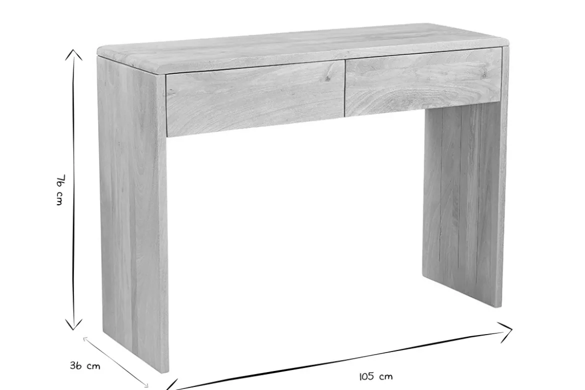 Console avec rangements en bois clair manguier massif L105 cm LATIKA