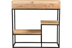 Console avec rangements 2 tiroirs en bois massif et métal noir L80 cm GRENELLE