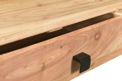 Console avec rangements 2 tiroirs en bois massif et métal noir L80 cm GRENELLE