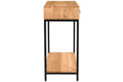 Console avec rangements 2 tiroirs en bois massif et métal noir L80 cm AXELLE