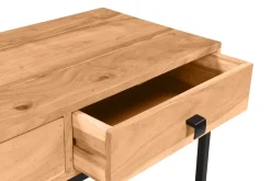 Console avec rangements 2 tiroirs en bois massif et métal noir L80 cm AXELLE