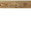 Console avec rangements 3 tiroirs en bois manguier massif gravé et métal doré L120 cm LINIUM