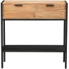 Console avec rangements 2 tiroirs en bois massif et métal noir L80 cm ARTHUS