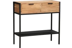 Console avec rangements 2 tiroirs en bois massif et métal noir L80 cm ARTHUS