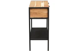 Console avec rangements 2 tiroirs en bois massif et métal noir L80 cm ARTHUS