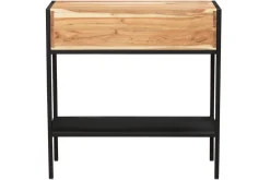 Console avec rangements 2 tiroirs en bois massif et métal noir L80 cm ARTHUS