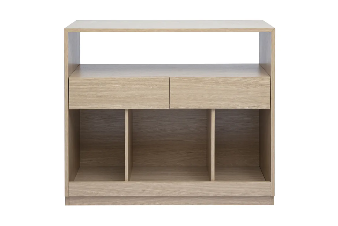 Console avec tiroirs finition bois clair chêne L100 cm RUBINA