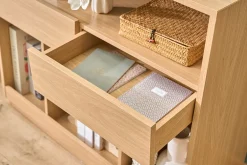 Console avec tiroirs finition bois clair chêne L100 cm RUBINA