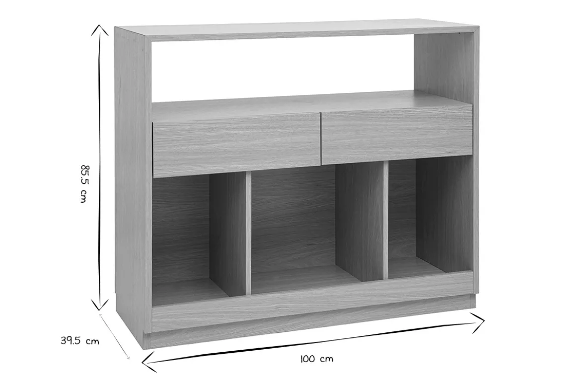 Console avec tiroirs finition bois clair chêne L100 cm RUBINA