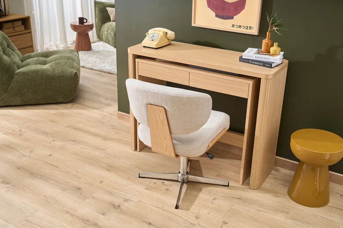 Console bureau d'appoint avec tiroirs finition bois clair chêne L110 cm ENOLA