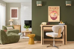 Console bureau d'appoint avec tiroirs finition bois clair chêne L110 cm ENOLA