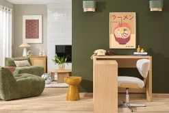Console bureau d'appoint avec tiroirs finition bois clair chêne L110 cm ENOLA