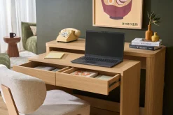 Console bureau d'appoint avec tiroirs finition bois clair chêne L110 cm ENOLA