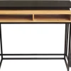 Console bureau d'appoint avec rangements casiers en bois manguier massif et métal noir L100 cm YPKA