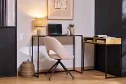 Console bureau d'appoint avec rangements casiers en bois manguier massif et métal noir L100 cm YPKA