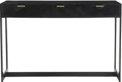 Console design avec rangements 3 tiroirs noire et métal L115 cm AVIDAN