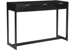Console design avec rangements 3 tiroirs noire et métal L115 cm AVIDAN