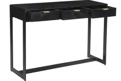 Console design avec rangements 3 tiroirs noire et métal L115 cm AVIDAN