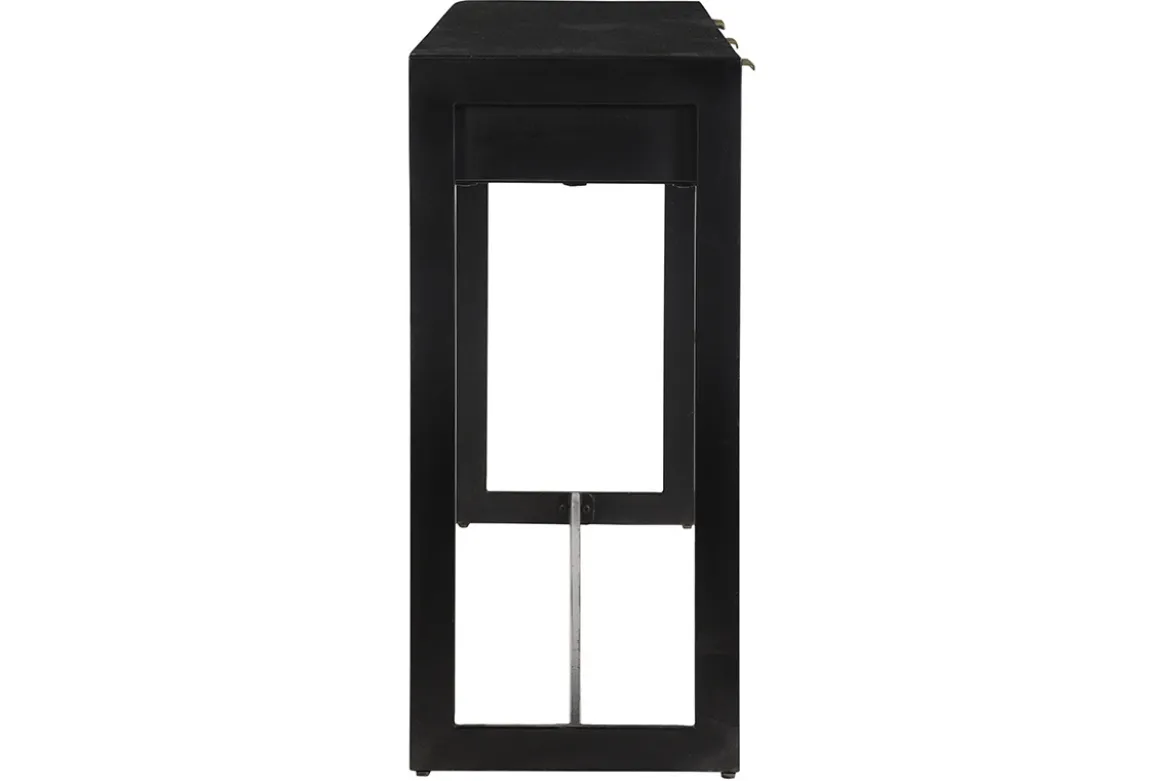 Console design avec rangements 3 tiroirs noire et métal L115 cm AVIDAN